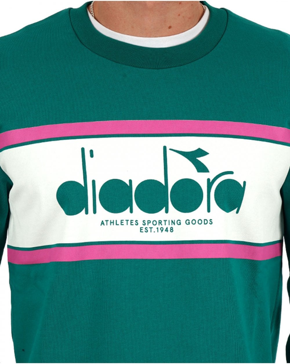 Diadora Logo Crew Sweatshirt Grün/Weiß/Pink
