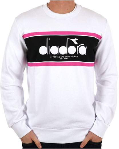 Diadora Logo Crew Sweatshirt Weiß/Schwarz/Pink