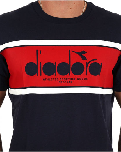 Diadora Logo T-Shirt Marineblau/Rot/Weiß