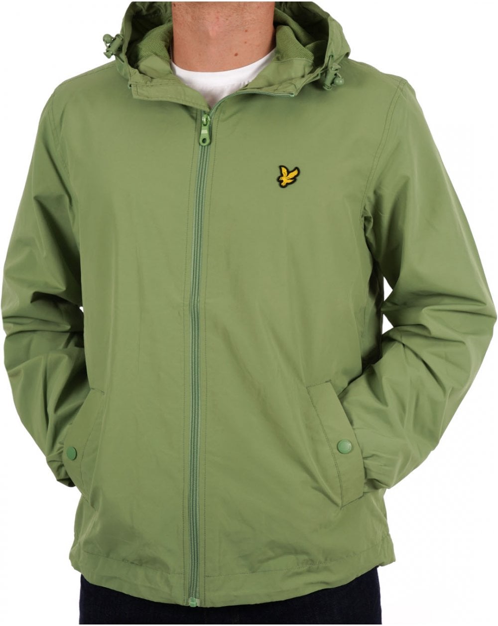 Lyle &amp; Scott – Durchgehende Kapuzenjacke mit Reißverschluss, Rauchgrün