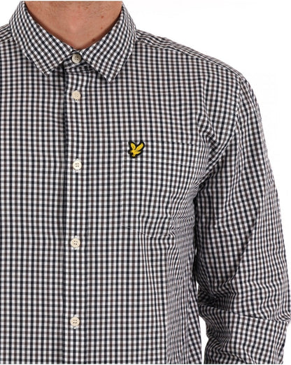 Lyle &amp; Scott Kariertes Gingham-Hemd Weiß/Dunkelmarine