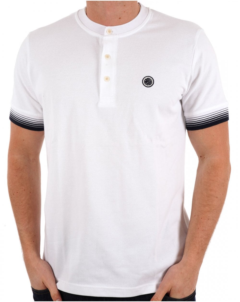 Pretty Green – Grandad-T-Shirt mit Farbverlauf in Weiß