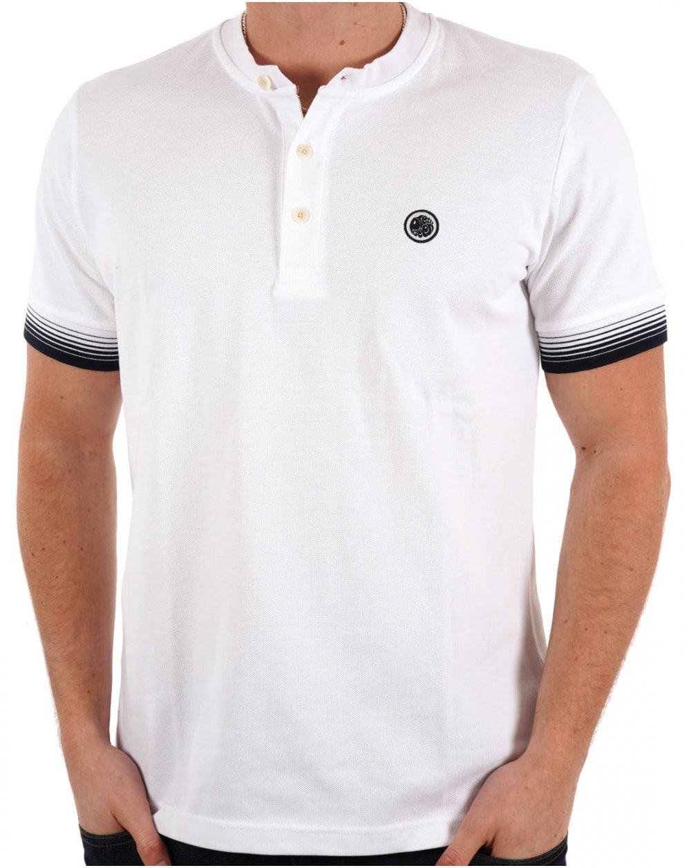 Pretty Green – Grandad-T-Shirt mit Farbverlauf in Weiß