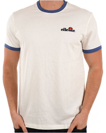 Ellesse – Ringer-T-Shirt in Off-White