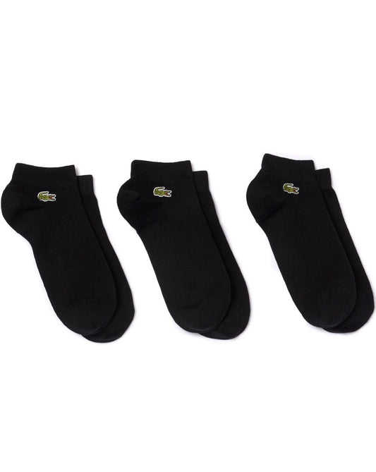 Lacoste – Niedrig geschnittene Socken im Dreierpack in Schwarz