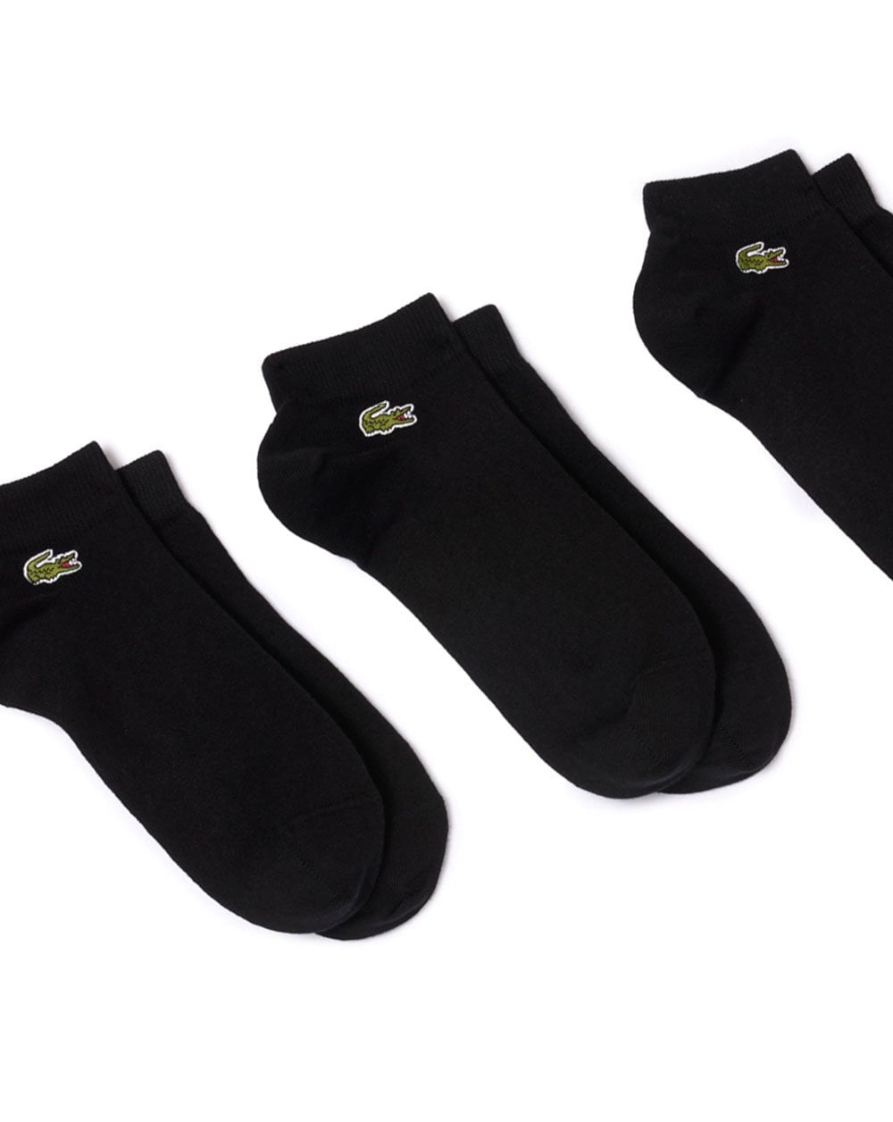 Lacoste – Niedrig geschnittene Socken im Dreierpack in Schwarz