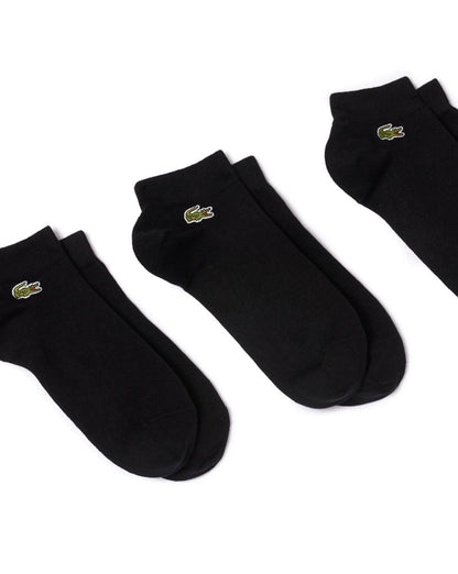 Lacoste – Niedrig geschnittene Socken im Dreierpack in Schwarz