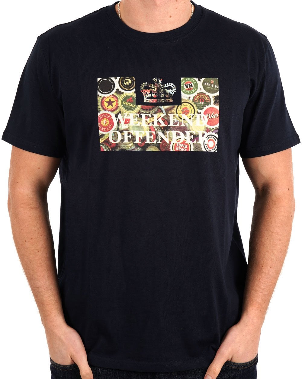 Weekend Offender Caps T Shirt Navy