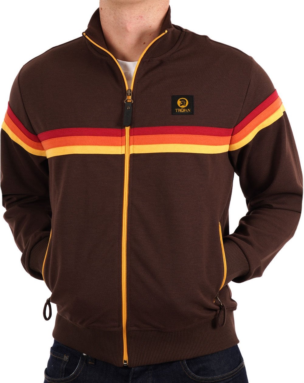 Trojan Retro Stripe Trainingsjacke Schokolade