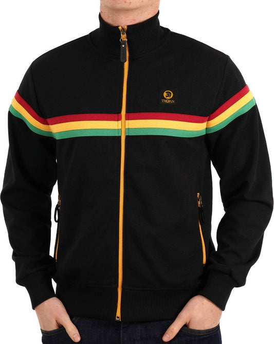 Trojan Trojan Retro-Streifen-Trainingsjacke Schwarz