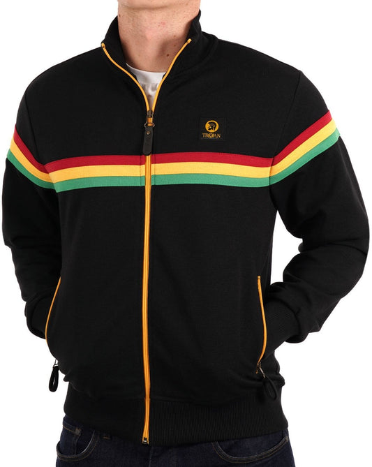 Trojan Trojan Retro-Streifen-Trainingsjacke Schwarz