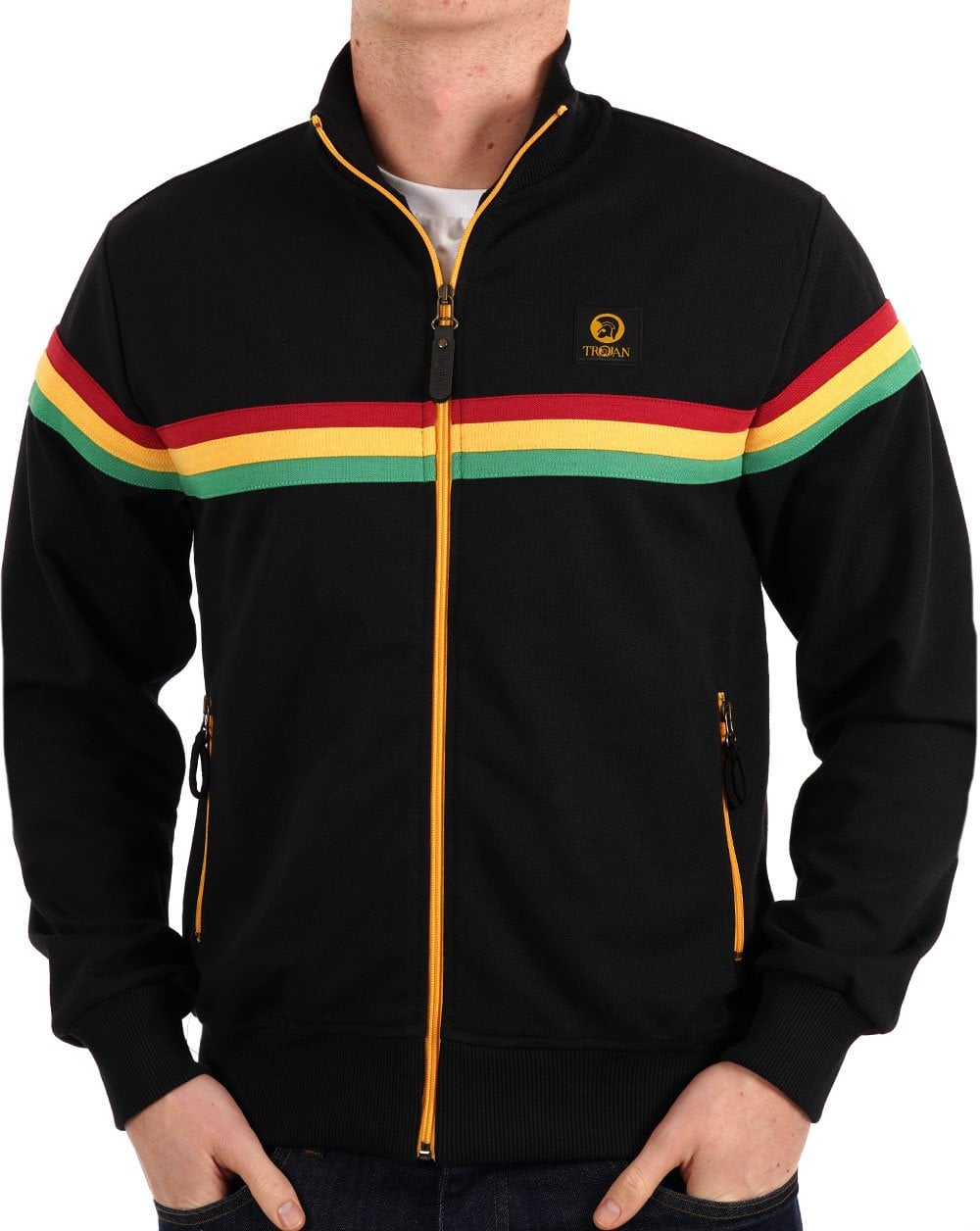 Trojan Retro-Streifen-Trainingsjacke Schwarz