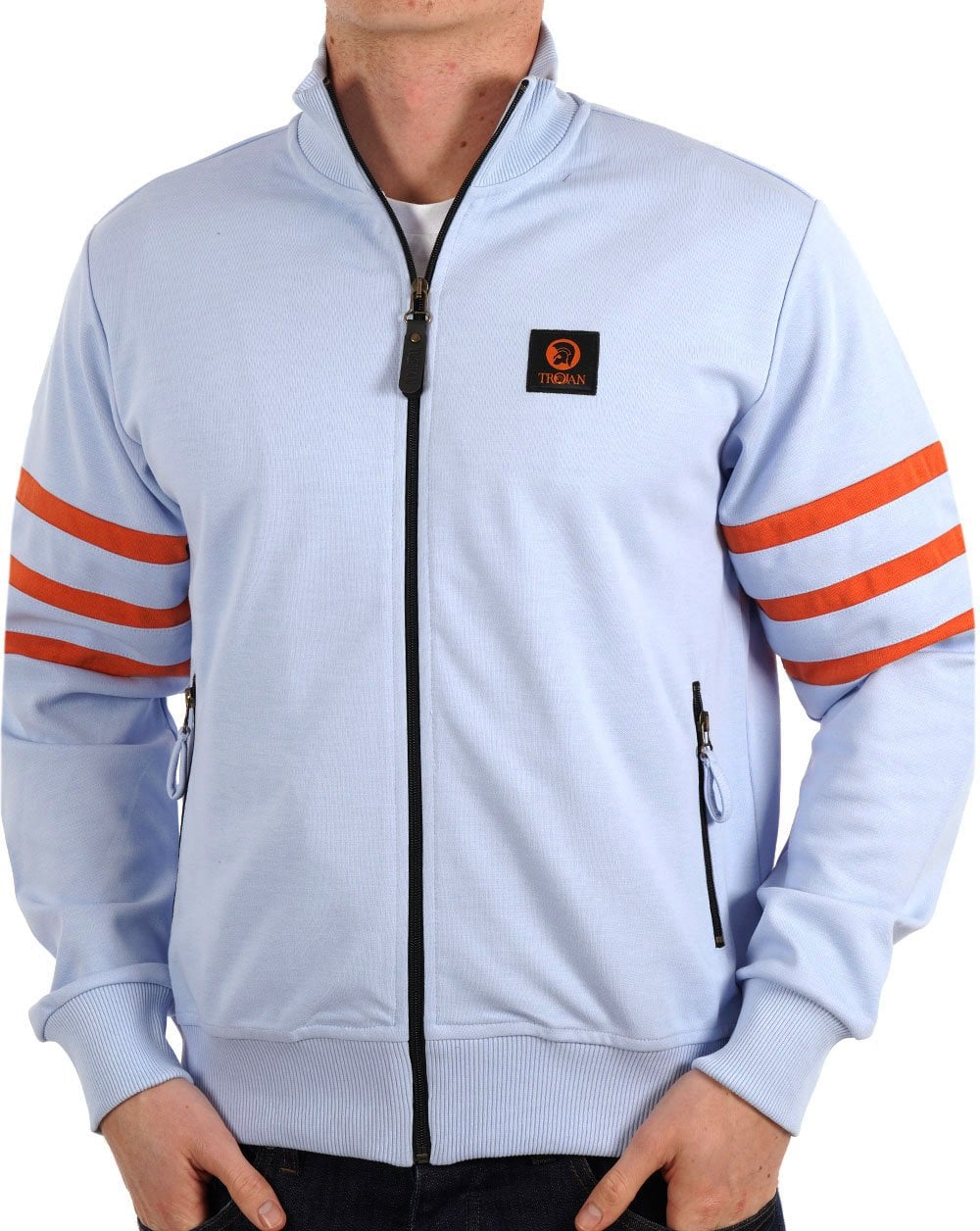 Trojan – Trainingsjacke mit Streifenärmeln, Puderblau