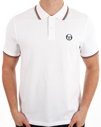 Sergio Tacchini Poloshirt mit Streifen, Weiß/Italien