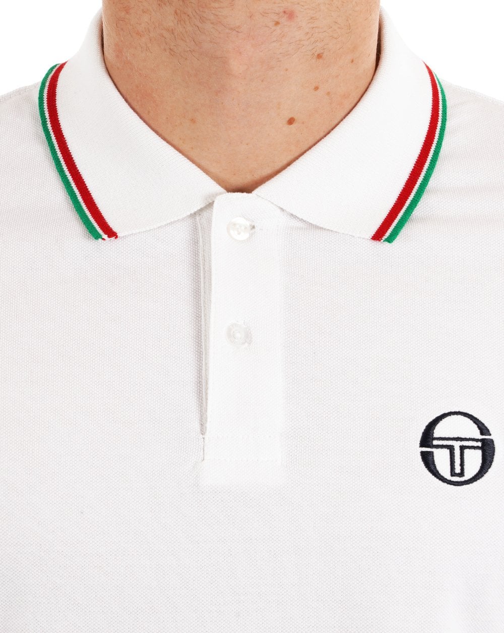 Sergio Tacchini Poloshirt mit Streifen, Weiß/Italien