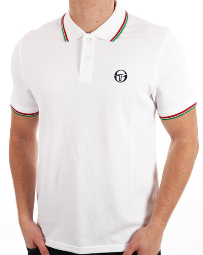 Sergio Tacchini Poloshirt mit Streifen, Weiß/Italien