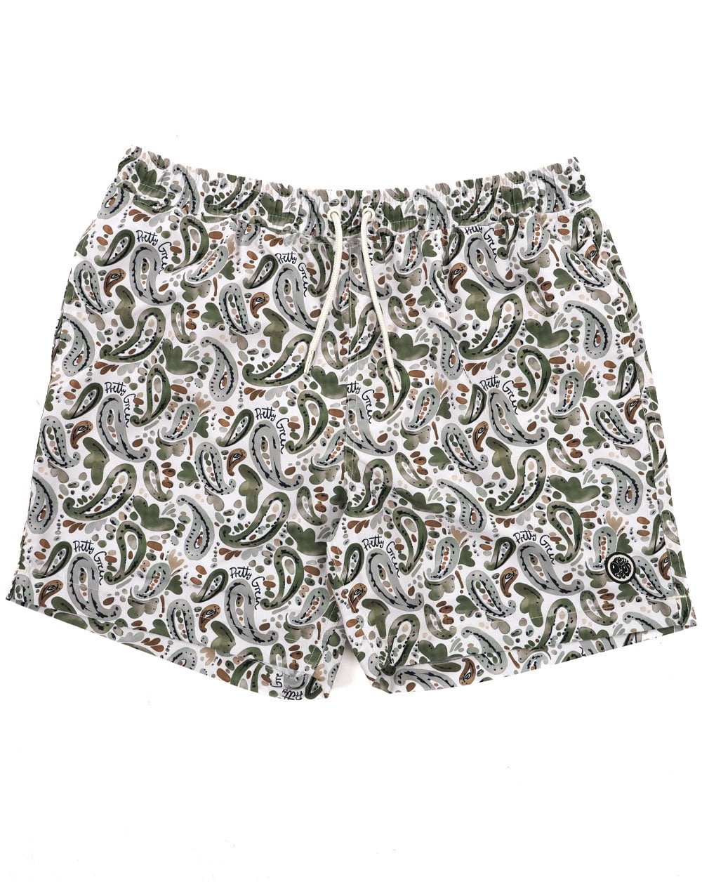 Pretty Green Aquarelle Paisley Badeshorts Stein