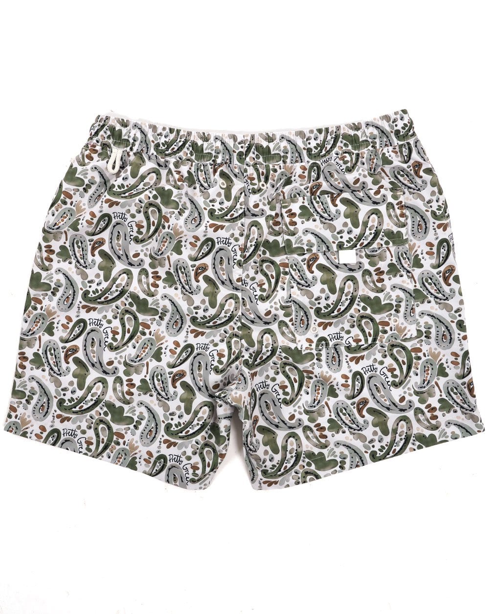 Pretty Green Aquarelle Paisley Badeshorts Stein