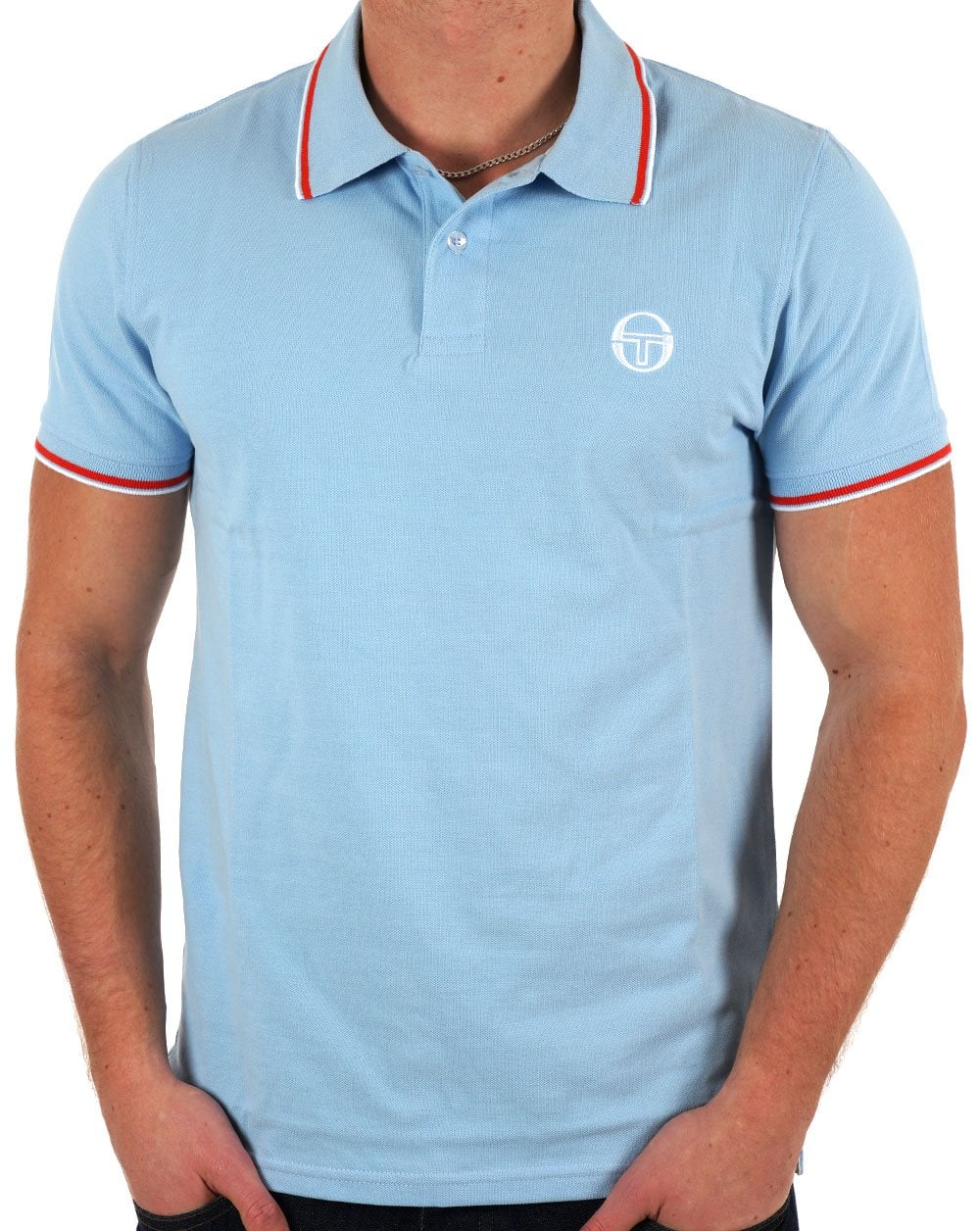 Sergio Tacchini Poloshirt mit Streifen, Himmelblau