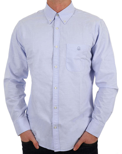 Benetton Oxford-Baumwollhemd Hellblau