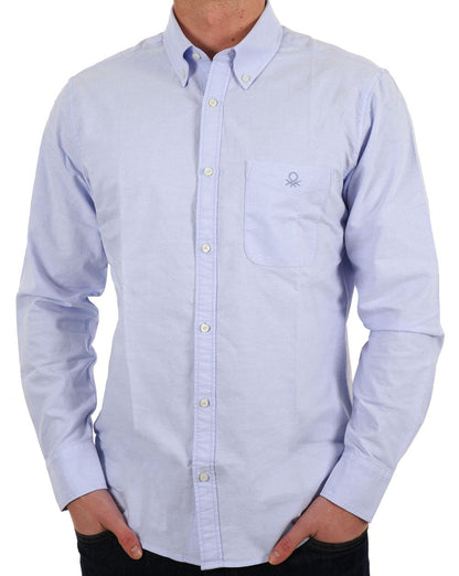 Benetton Oxford-Baumwollhemd Hellblau