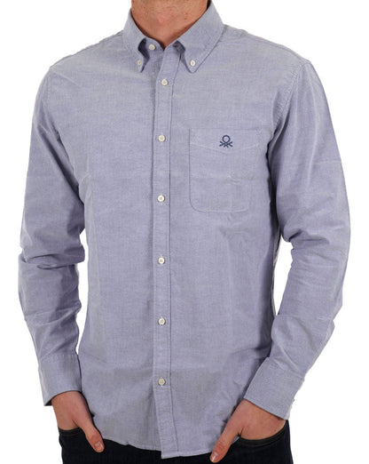 Benetton Oxford-Baumwollhemd Helles Marineblau