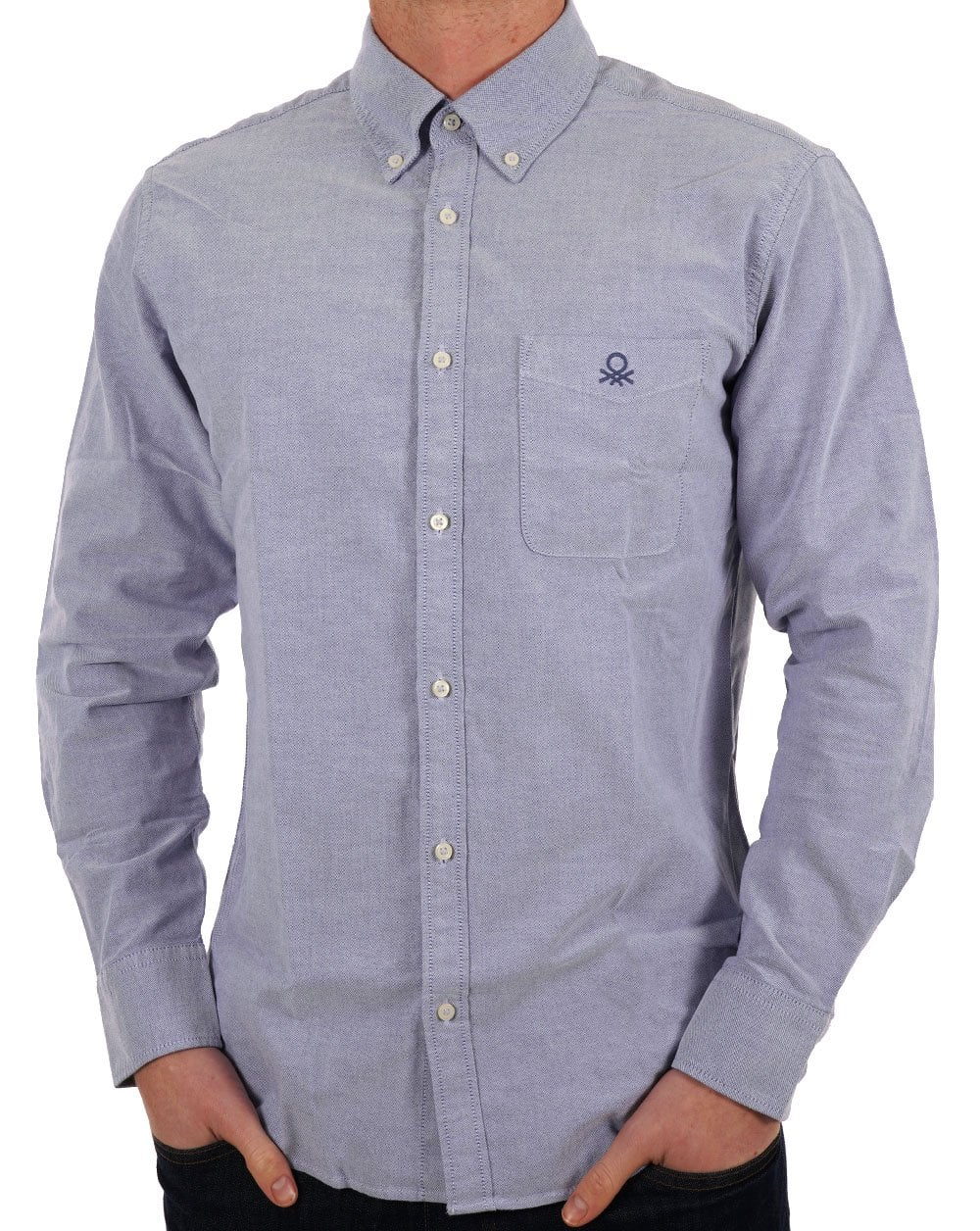 Benetton Oxford-Baumwollhemd Helles Marineblau