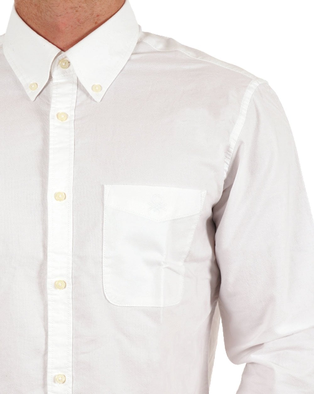 Benetton Oxford-Baumwollhemd Weiß