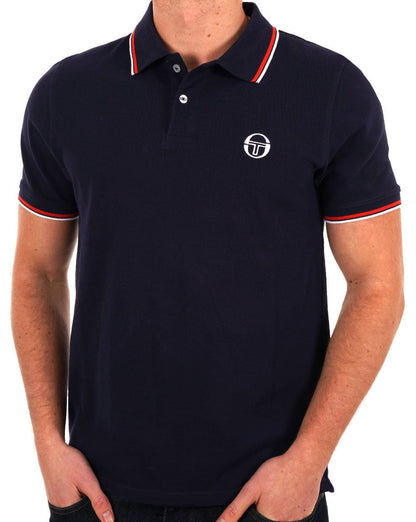 Sergio Tacchini Poloshirt mit Streifen, Marineblau/Rot