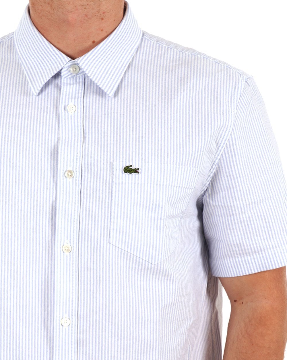 Lacoste Oxford Striped SS Shirt Himmelblau/Weiß