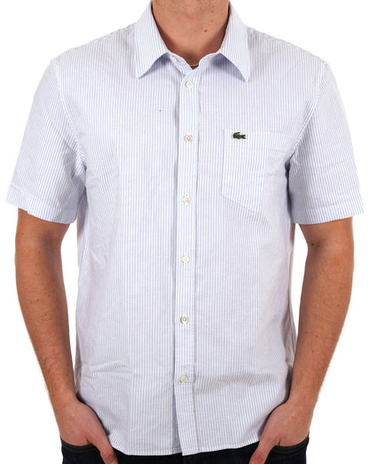 Lacoste Oxford Striped SS Shirt Himmelblau/Weiß