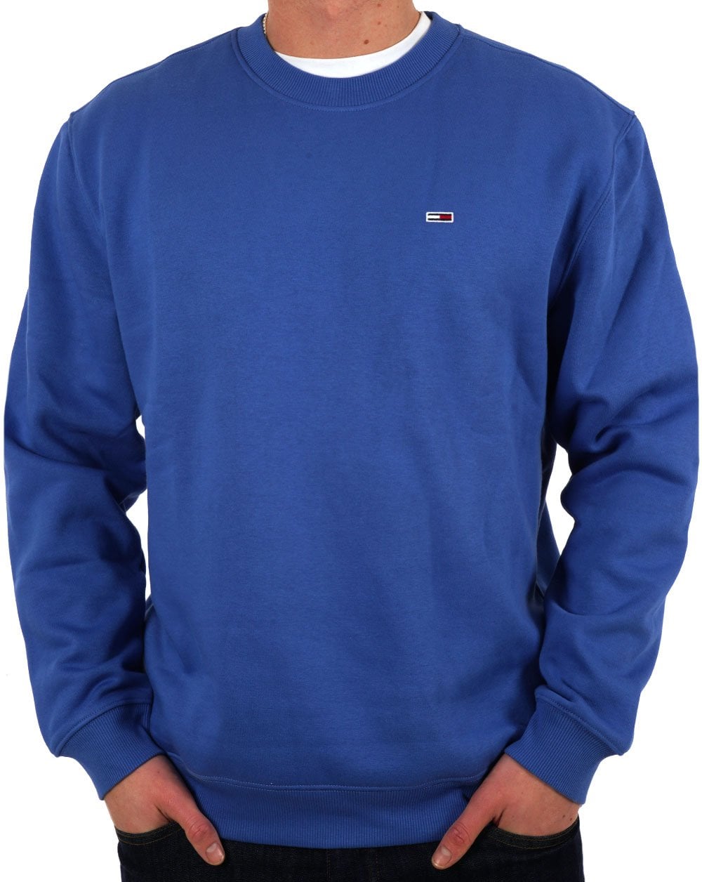 Tommy Jeans Flag Crew Sweatshirt Tempo Blau