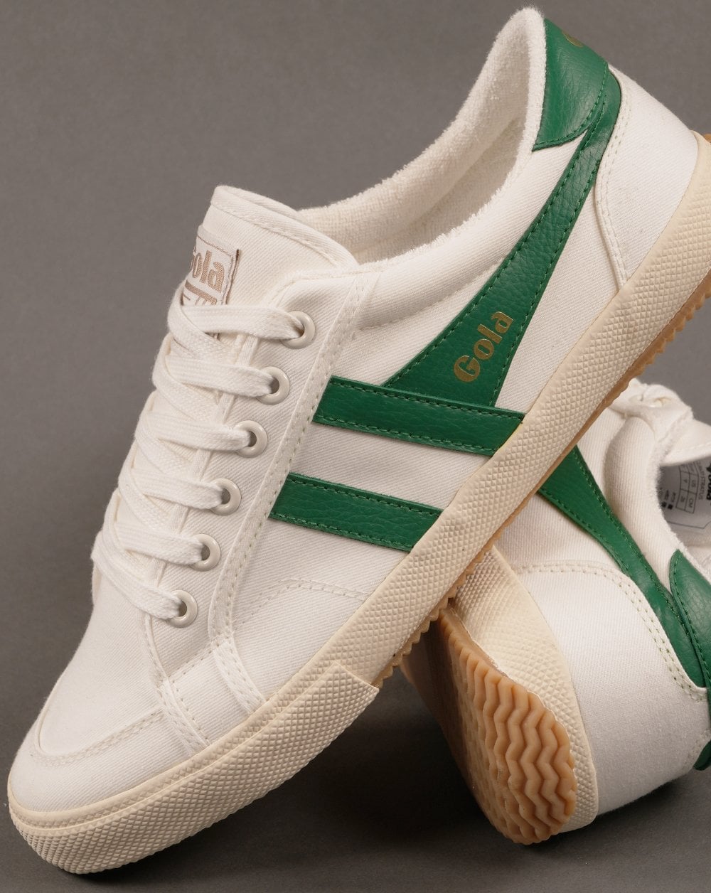 Vegane Gola Classics Stratus Plimsoll-Sneaker für Damen, Off White/Smaragdgrün