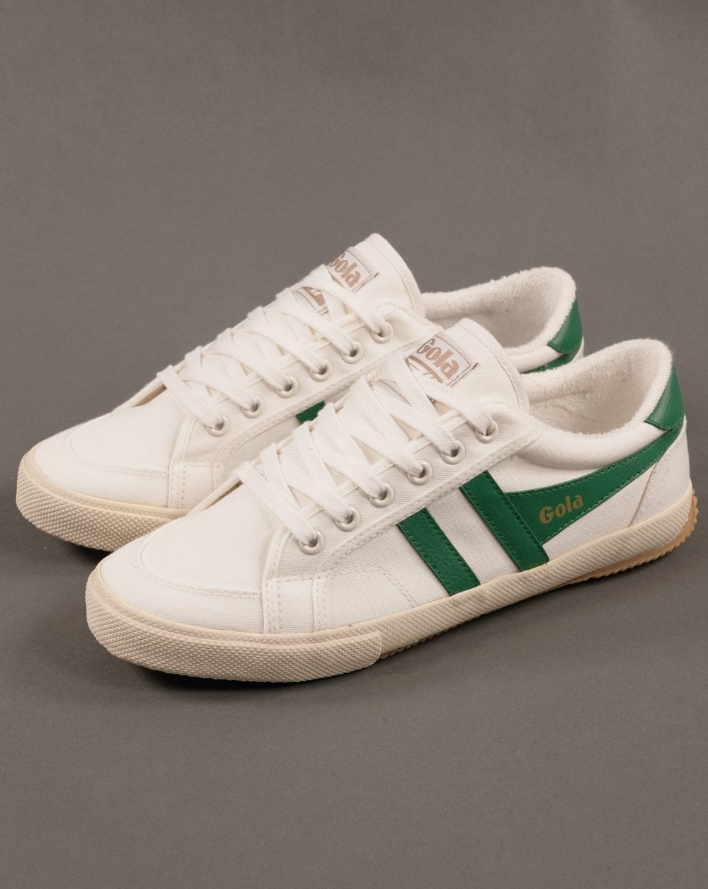 Vegane Gola Classics Stratus Plimsoll-Sneaker für Damen, Off White/Smaragdgrün