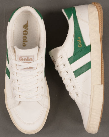 Vegane Gola Classics Stratus Plimsoll-Sneaker für Damen, Off White/Smaragdgrün