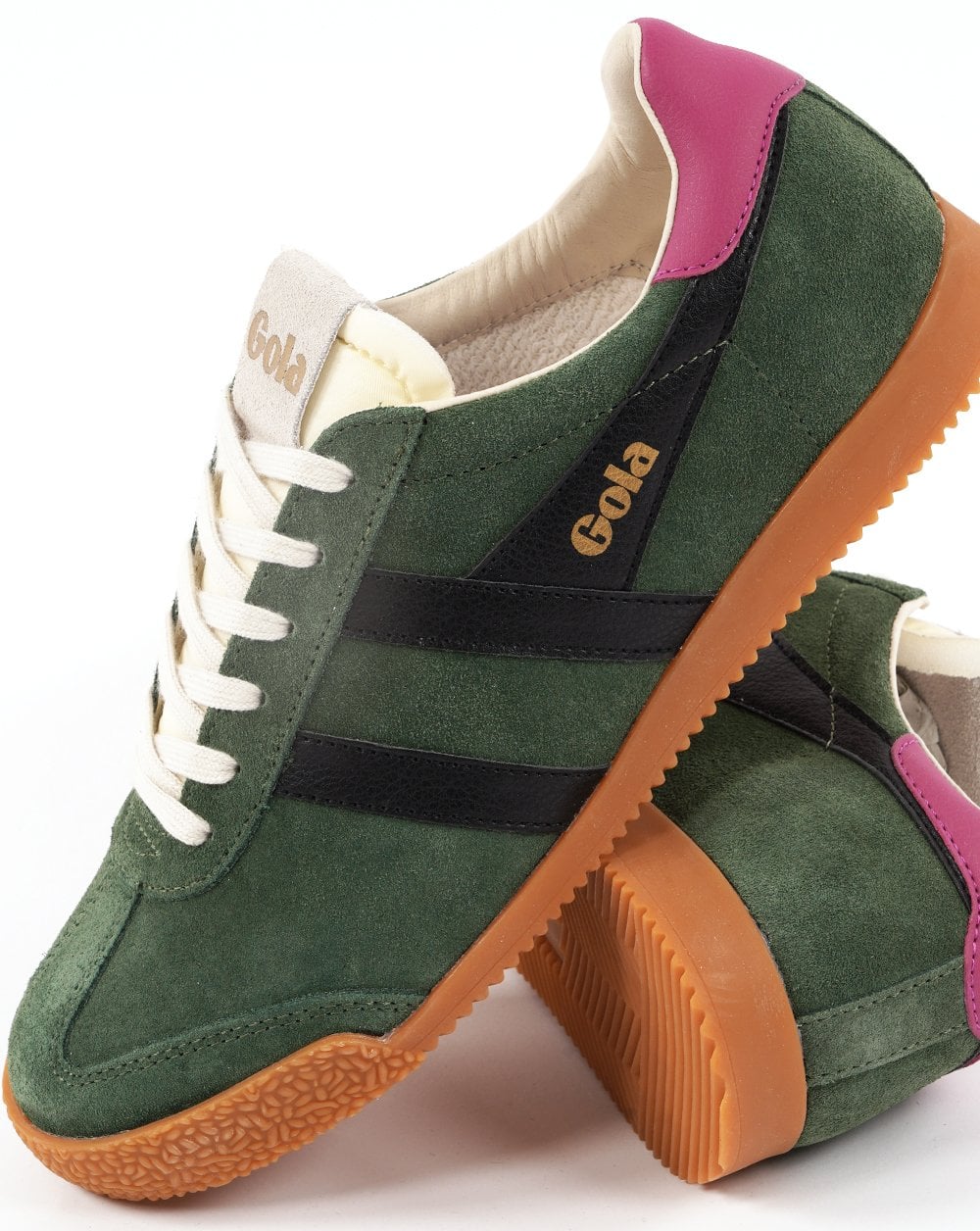 Gola Classics Damen Elan Sneakers Evergreen/Schwarz/Fuchsia