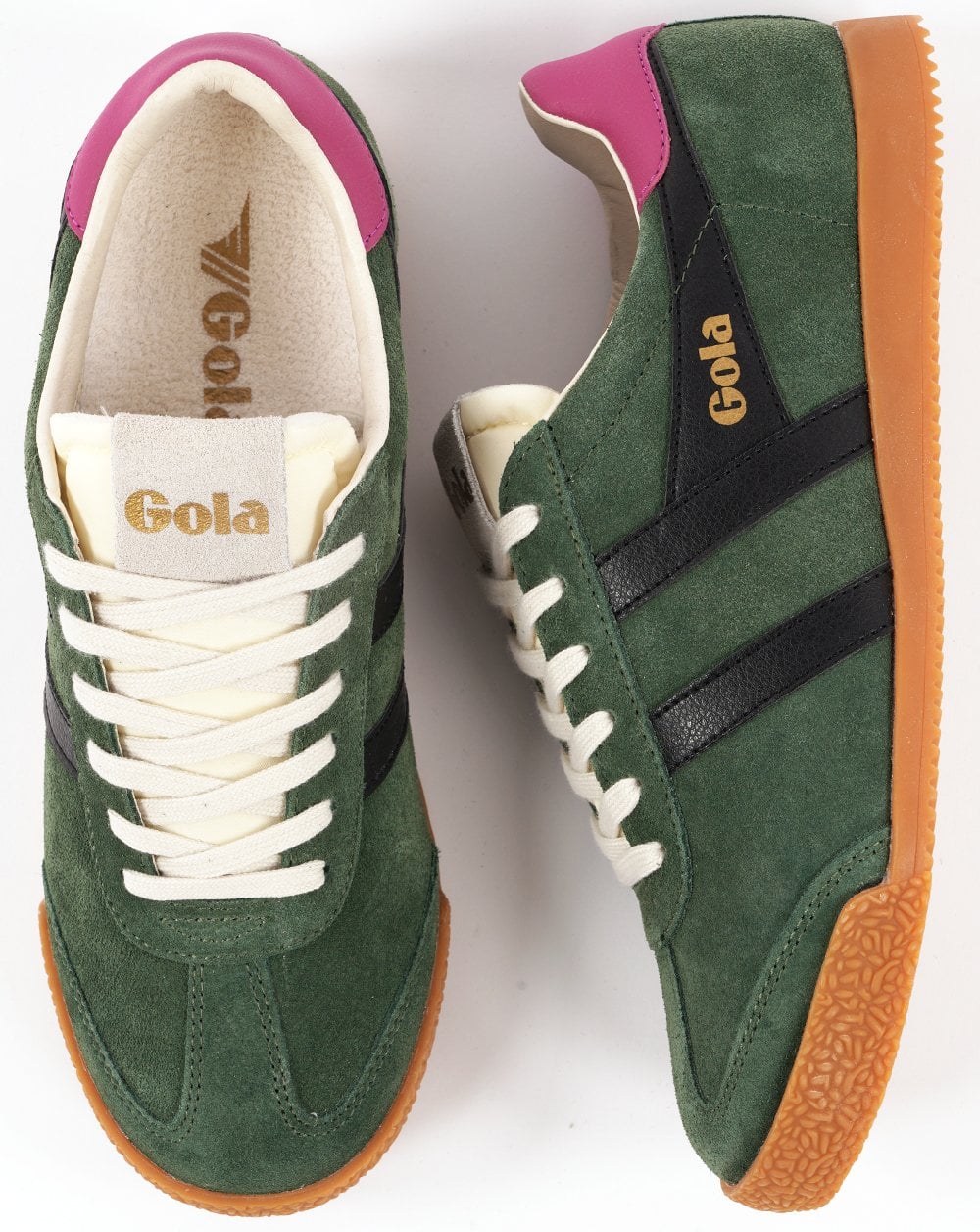 Gola Classics Damen Elan Sneakers Evergreen/Schwarz/Fuchsia