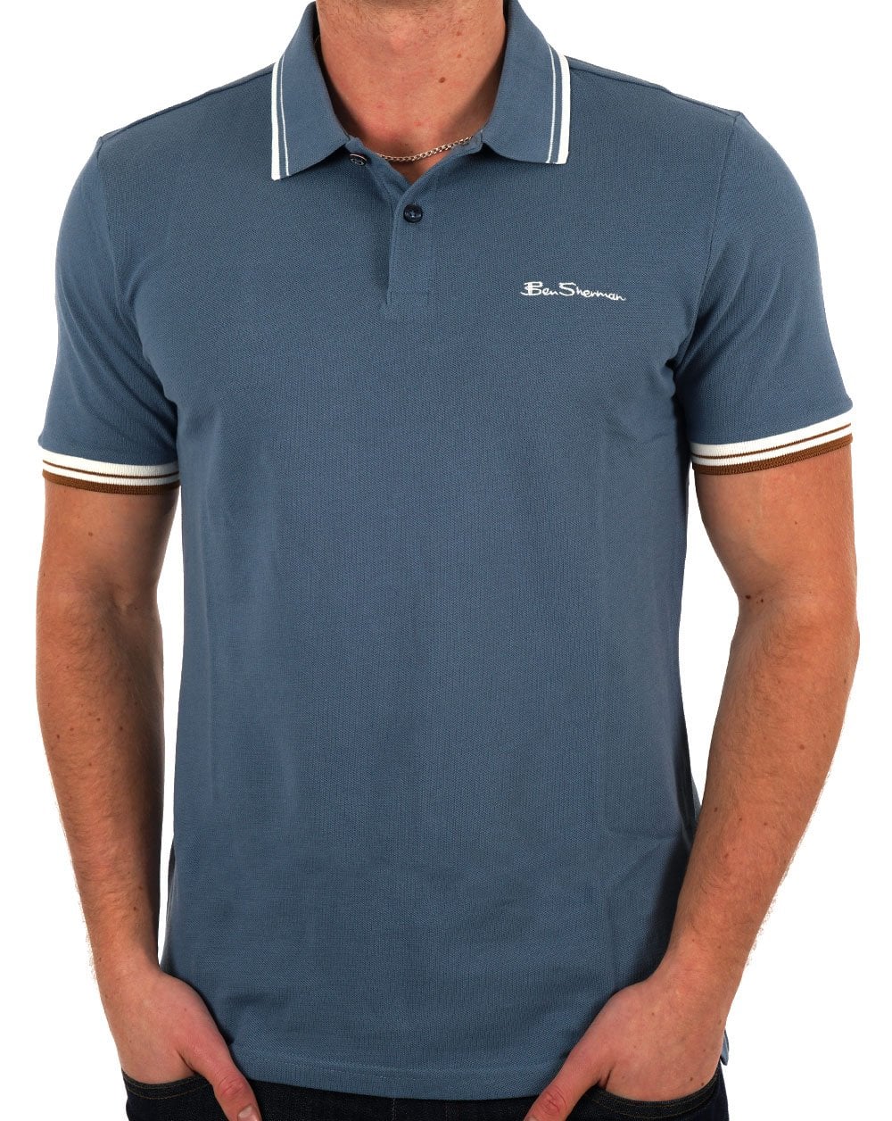 Ben Sherman Signature Piqué-Poloshirt Airforce Blau