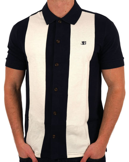 Ben Sherman Mod Pique Hemd Dunkelmarine