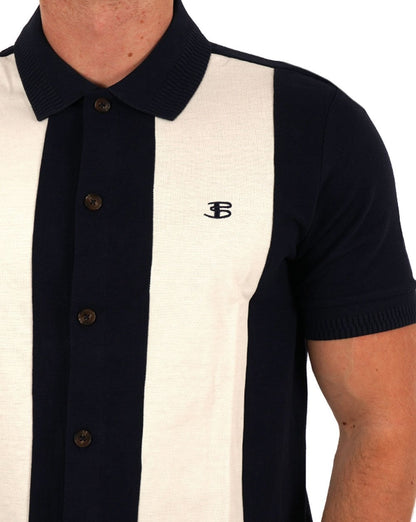 Ben Sherman Mod Pique Hemd Dunkelmarine