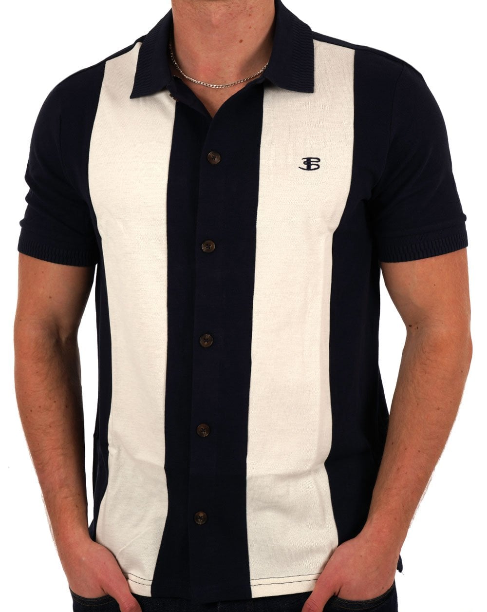 Ben Sherman Mod Pique Hemd Dunkelmarine