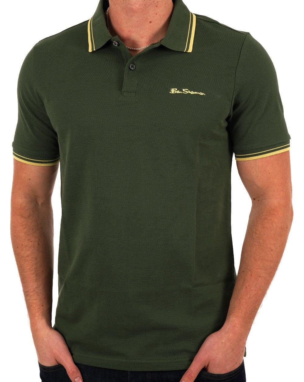 Ben Sherman Signature Piqué-Poloshirt, Dunkelgrün