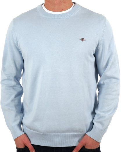 Gant Klassischer Rundhalspullover aus Baumwolle Fresh Blue