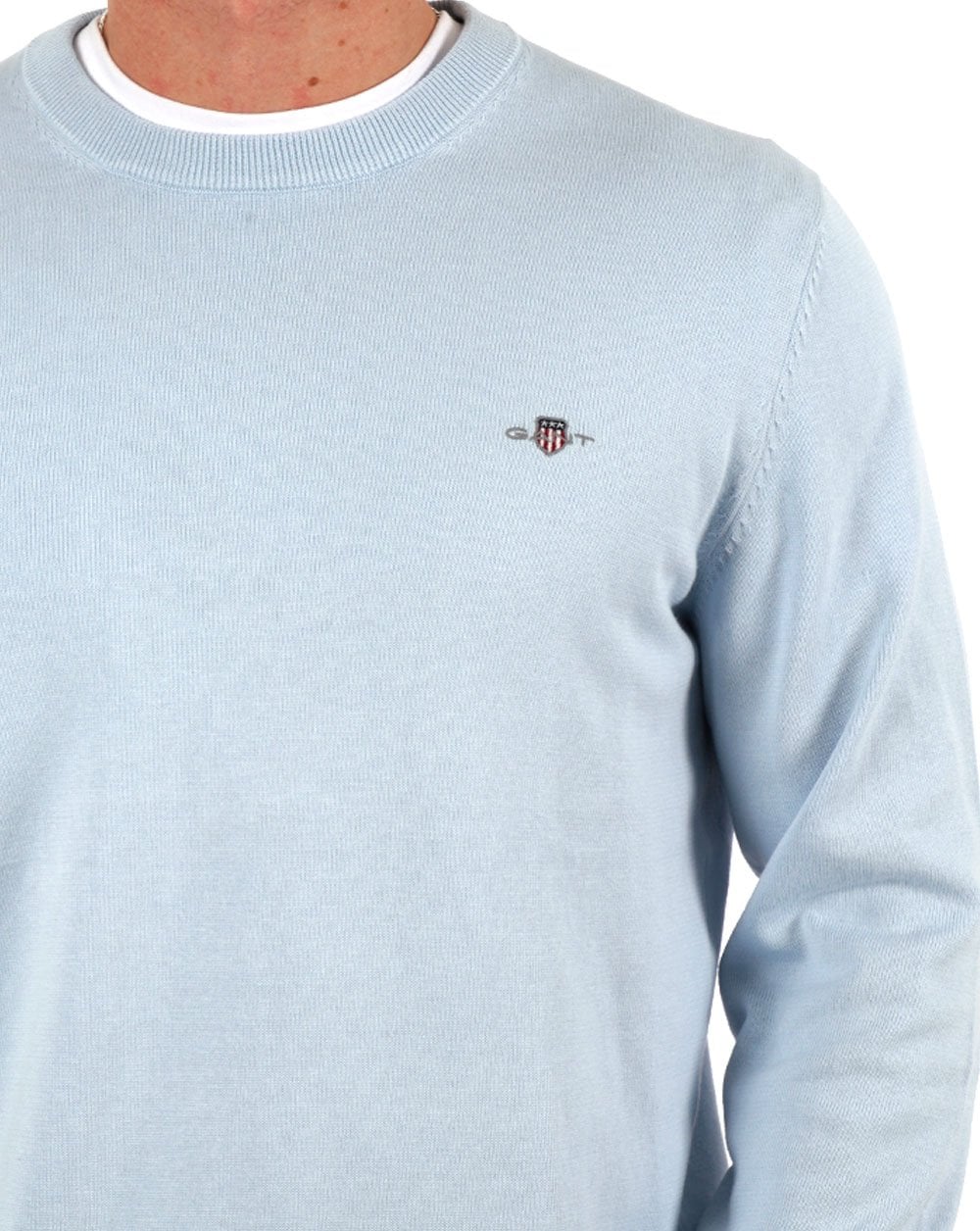 Gant Klassischer Rundhalspullover aus Baumwolle Fresh Blue