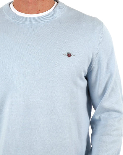 Gant Klassischer Rundhalspullover aus Baumwolle Fresh Blue