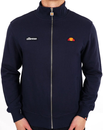 Ellesse – Baumwoll-Reißverschlussoberteil mit Twin Badge in Marineblau