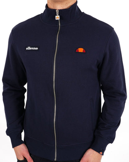 Ellesse – Baumwoll-Reißverschlussoberteil mit Twin Badge in Marineblau