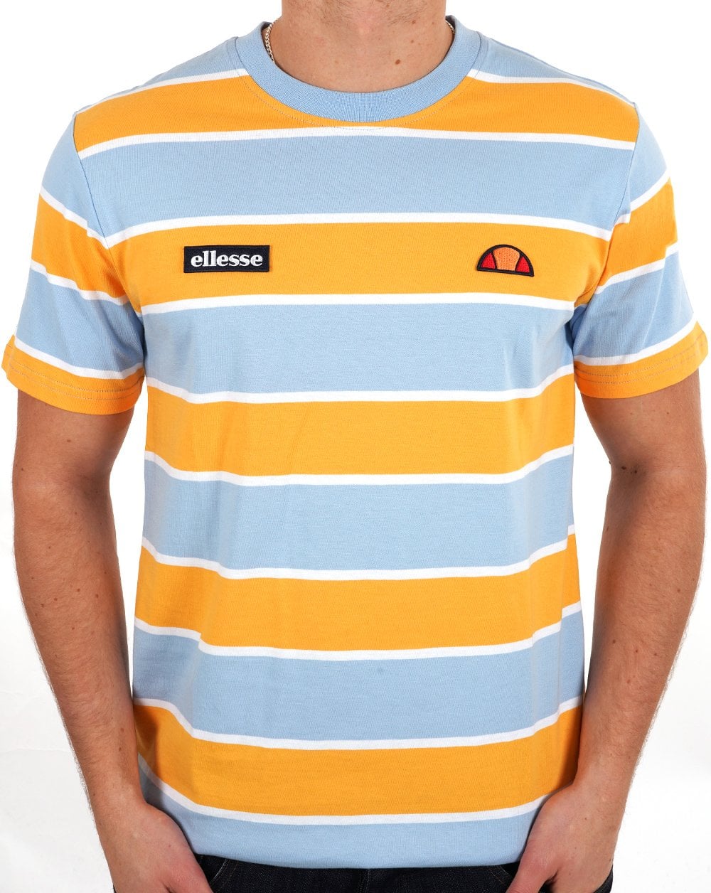 Ellesse – Blockstreifen-T-Shirt, Himmelorange