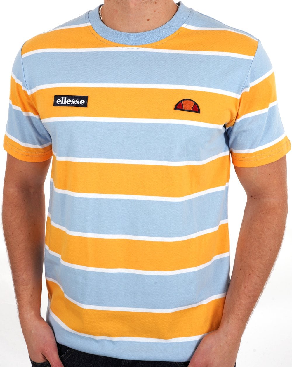Ellesse – Blockstreifen-T-Shirt, Himmelorange