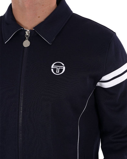 Sergio Tacchini 70er-Jahre-Trainingsjacke Marineblau/Weiß